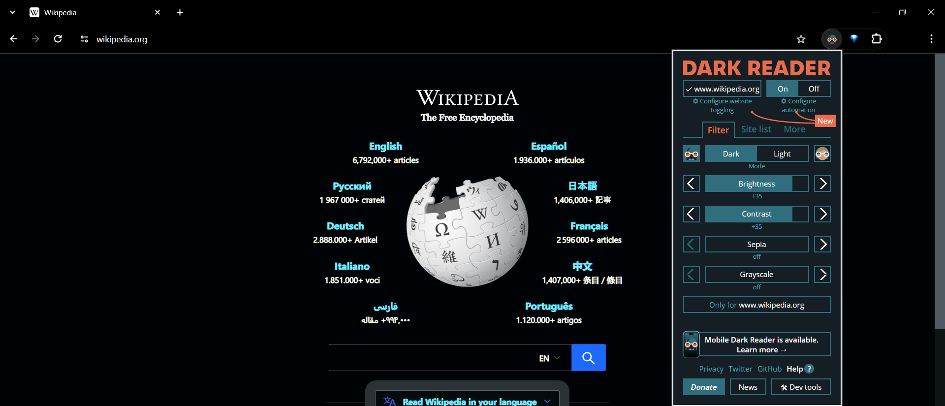 Dark Reader in Chrome "dark reader in chrome"