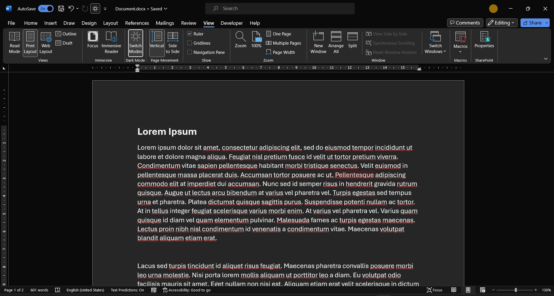 Switch Modes in Word: View tab "switch modes in word"